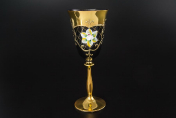 Комплект фужеров для вина 250 мл Лепка черная U-R золотая ножка (6 шт.) Bohemia Crystal