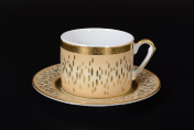 Комплект чайных пар Falkenporzellan Rialto Creme Gold 220 мл (6 пар)