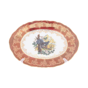 Блюдо овальное Queen's Crown Aristokrat Охота красная 28 см Repast