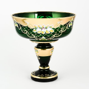 Фруктовница Crystal Bohemia Лепка зеленая 28 см Bohemia Crystal