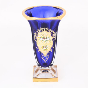 Ваза синяя Bohemia Gold Magma 33 см