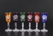 Комплект рюмок для водки 45 мл Цветной хрусталь (6 шт.) Bohemia Crystal