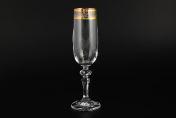 Комплект фужеров для шампанского 180 мл Золотой лист MIREL (6 шт.) Bohemia Crystalite