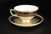 Комплект чайных пар Falkenporzellan Constanza Cobalt Gold 220 мл(6 шт.)