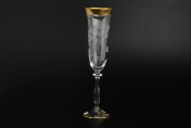Комплект фужеров для шампанского Матовые цветы золото 190 мл E-V Bohemia Crystal