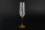 Комплект фужеров для шампанского Оранжевая ножка 190 мл E-V Bohemia Crystal