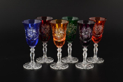 Комплект рюмок для водки 60 мл Цветной хрусталь (6 шт.) Bohemia Crystal
