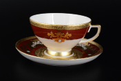 Комплект чайных пар Falkenporzellan Alena 3D Bordeaux Gold Constanza 220 мл