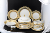 Столовый сервиз на 6 персон 27 предметов Arabesque Seladon Gold Falkenporzellan