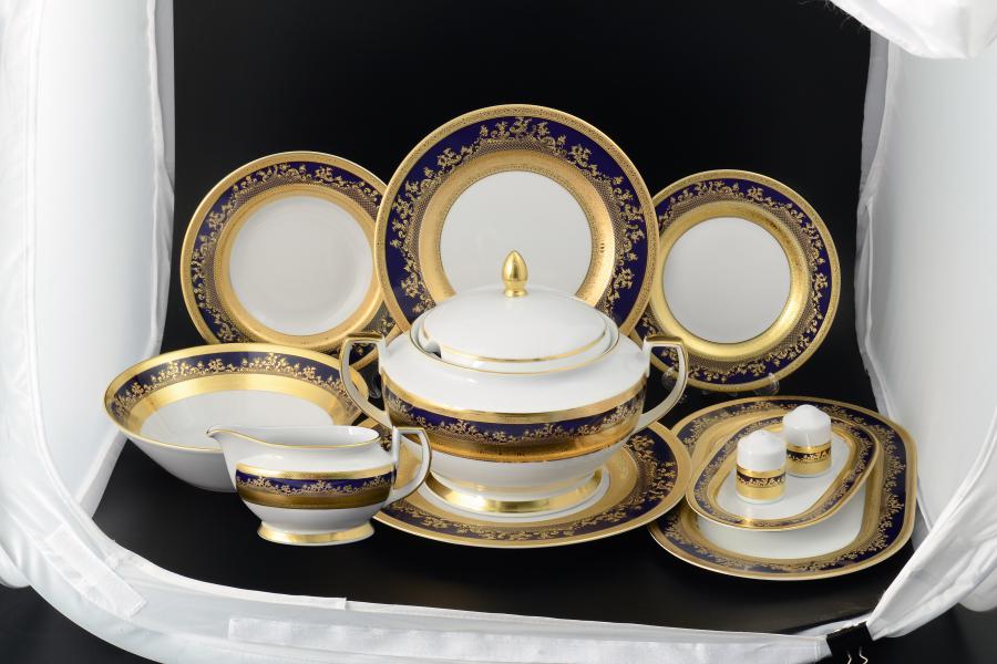 Фото Столовые сервизы Столовый сервиз Falkenporzellan Constanza Cobalt Gold 6 персон 27 предметов