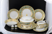 Столовый сервиз на 6 персон 27 предметов Falkenporzellan Donna Green gold