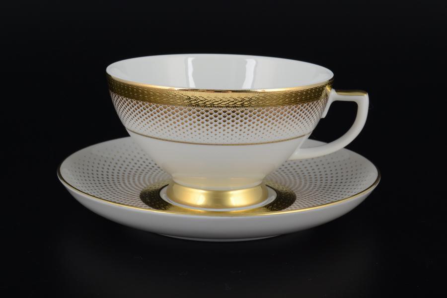 Фото Чайные пары Комплект чайных пар Falkenporzellan Rio White Gold 220 мл (6 пар)