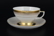 Комплект чайных пар Falkenporzellan Rio White Gold 220 мл (6 пар)