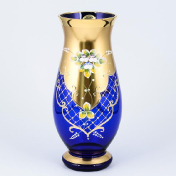 Ваза Crystal Bohemia Лепка синяя 26 см Bohemia Crystal