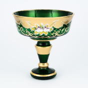 Конфетница Crystal Bohemia Лепка Зеленая 17 см Bohemia Crystal