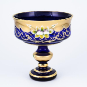 Конфетница Crystal Bohemia Лепка Синяя 17 см Bohemia Crystal