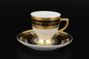 Фарфоровый Комплект кофейных пар 110 мл Diadem Black Creme Gold (6 пар) Falkenporzellan