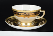 Комплект чайных пар 220 мл Diadem Black Creme Gold (6 пар) Falkenporzellan