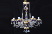 Хрустальная люстра 6 рож. Синяя. Диам-66, выс-68 Bydzov