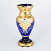 Ваза для цветов Crystal Bohemia Лепка синяя 26 см Bohemia Crystal