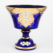 Фруктовница Crystal Bohemia Лепка синяя 26 см Bohemia Crystal