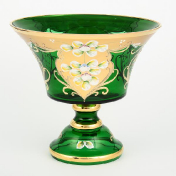 Конфетница Crystal Bohemia Лепка зеленая 21 см Bohemia Crystal