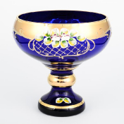 Конфетница Crystal Bohemia Лепка синяя 21 см Bohemia Crystal