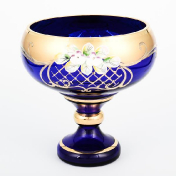 Конфетница Crystal Bohemia Лепка синяя 16 см Bohemia Crystal