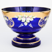 Конфетница на короткой ножке Bohemia Лепка синяя 21 см Bohemia Crystal