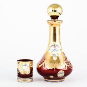Комплект для ликера Crystalite Bohemia Лепка красная 7 предметов Bohemia Crystal