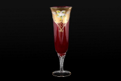 Комплект фужеров для шампанского 190 мл Лепка красная U-R (6 шт.) Bohemia Crystal