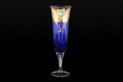 Комплект фужеров для шампанского 190 мл Лепка синяя U-R (6 шт.) Bohemia Crystal
