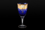 Комплект фужеров для вина 250 мл Лепка синяя U-R (6 шт.) Bohemia Crystal