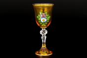 Комплект рюмок для водки Кристина Роспись желтые A-M (6 шт.) Bohemia Crystalite