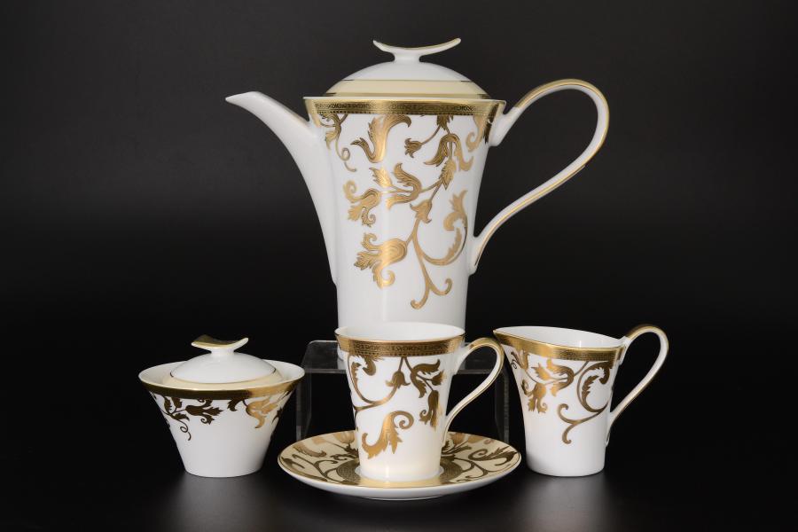 Фото Чайные сервизы Фарфоровый чайный сервиз Falkenporzellan Tosca Creme Gold 6 персон 17 предметов