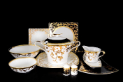 Столовый сервиз на 6 персон 27 предметов Tosca Black Gold Falkenporzellan