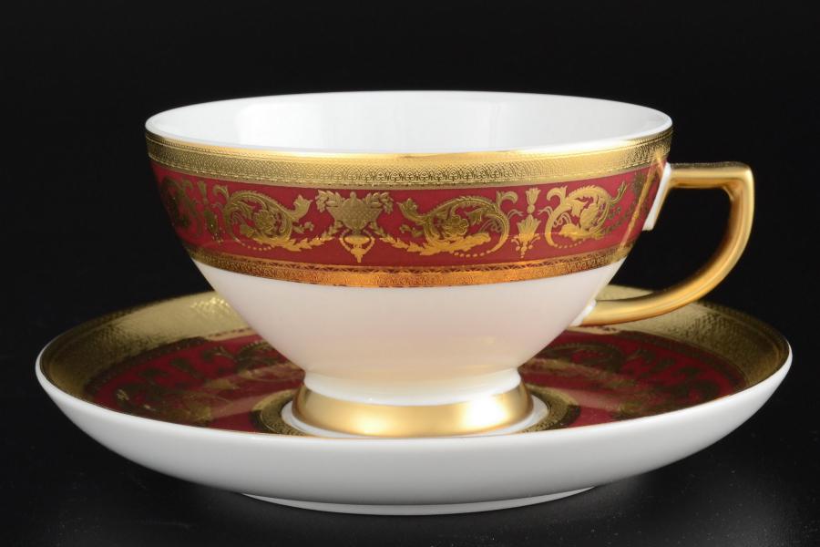 Фото Чайные пары Комплект чайных пар Falkenporzellan Imperial Bordeaux Gold 220 мл(2 пары)