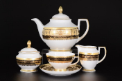 Фарфоровый чайный сервиз на 6 персон 17 предметов Diadem Black Creme Gold Falkenporzellan