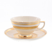 Комплект чайных пар Falkenporzellan Constanza Cream Gold 220 мл(6 пар)