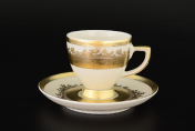 Фарфоровый Комплект кофейных пар Falkenporzellan Crem Gold 110 мл(6 пар)