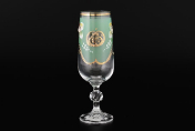 Комплект фужеров для шампанского Лепка зеленая D-V (6 шт.) Bohemia Crystal