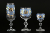 Комплект фужеров 18 предметов "Лепка синяя" D-V Bohemia Crystal