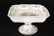 Салатник квадратная на ножке Queen's Crown Мадонна перламутр Корона 23 см Queens Crown