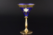 Комплект фужеров для мартини Uhlir Лепка синяя (6 шт.) Bohemia Crystal