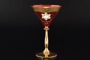 Комплект фужеров для мартини Uhlir Лепка красная (6 шт.) Bohemia Crystal
