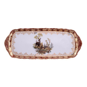 Прямоугольное блюдо Queen's Crown Корона Охота красная 40 см Queens Crown