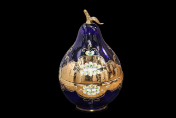 Конфетница с крышкой (Груша) 40 см Лепка Синяя М+М Bohemia Crystal