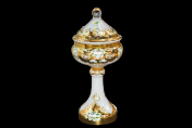 Конфетница с крышкой 40 см Лепка белая E-S Bohemia Crystal