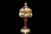 Конфетница с крышкой 40 см "Лепка красная" E-V Bohemia Crystal