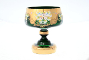 Конфетница на ножке Bohemia Лепка зелёная 18 см Bohemia Crystal